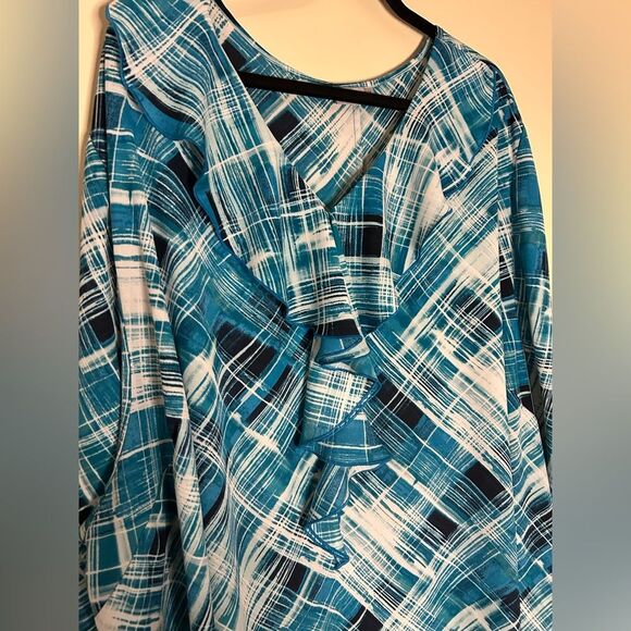 Catherine’s Chiffon Plaid Plus Size blouse size 5x - Picture 3 of 9